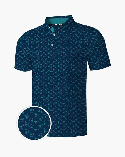 Albatross Polo - Navy Blue with Golf Carts