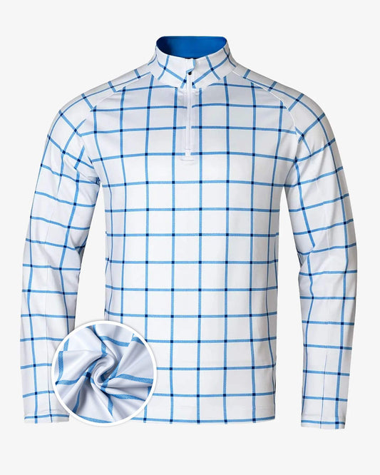 Plaid Quarter Zip - Blue