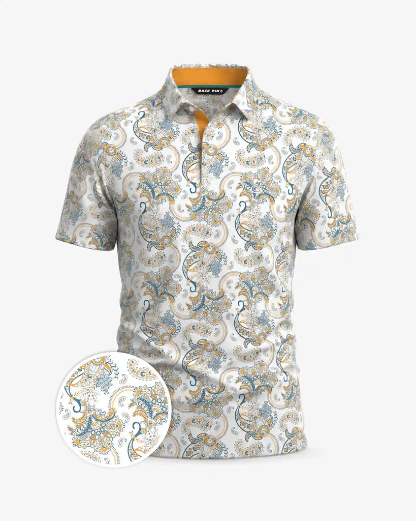 Sunset Paisley Polo - Back Pin Golf