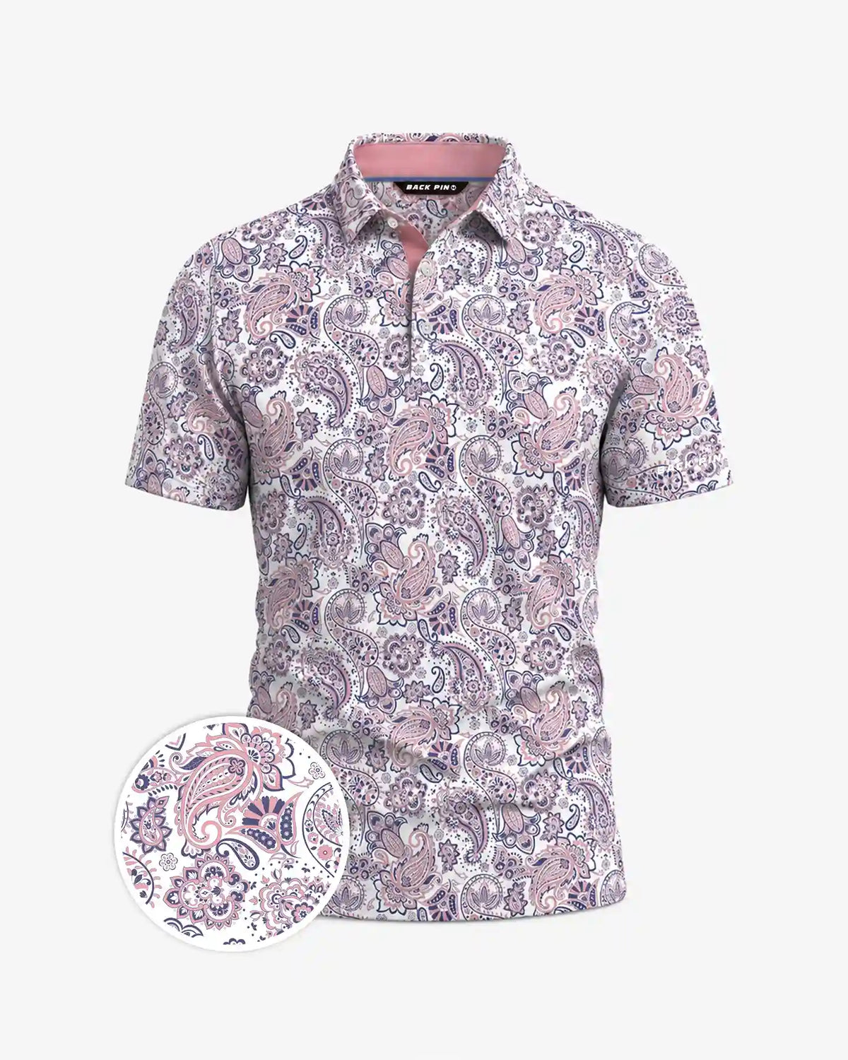 Coral Paisley Golf Polo
