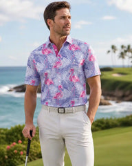 Lavender Tropic Flamingo Polo