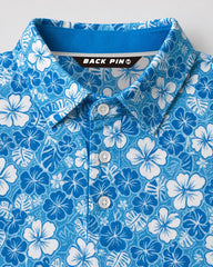 Blue Hibiscus Wave Polo