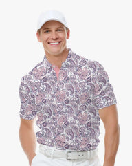 Coral Paisley Golf Polo
