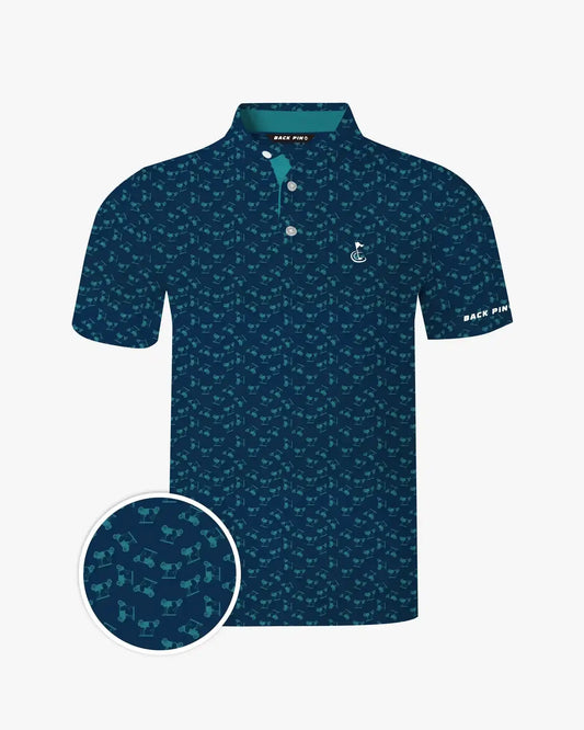 Albatross Polo - Navy Blue with Golf Carts