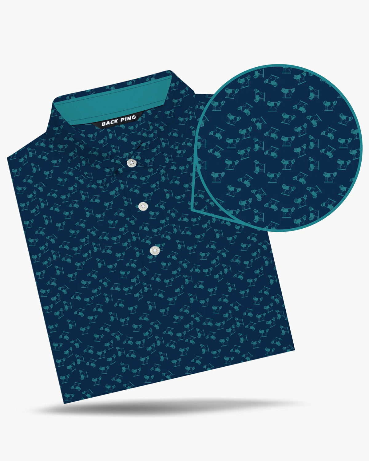 Albatross Polo - Navy Blue with Golf Carts