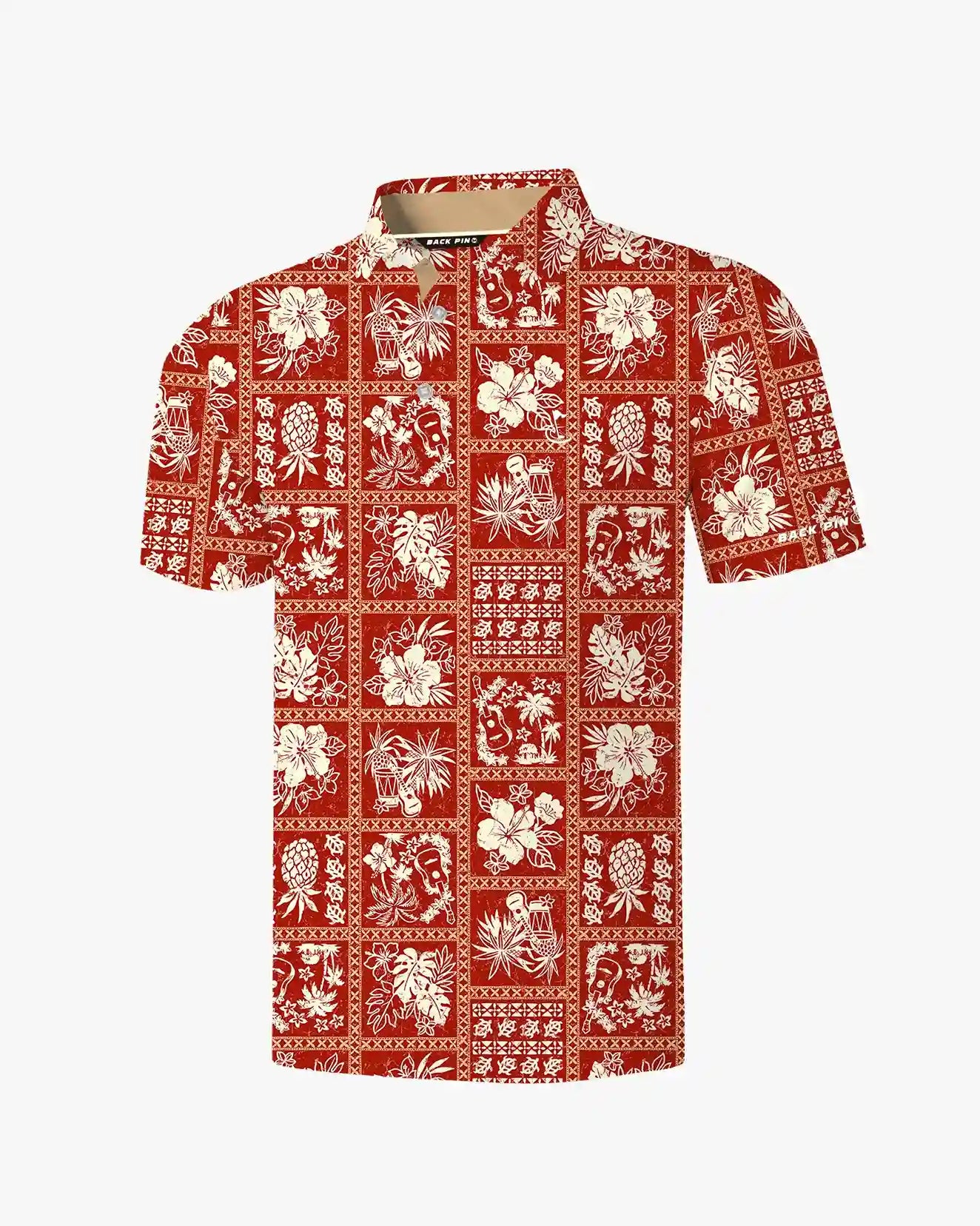 Aloha Patchwork Polo-Back Pin Golf