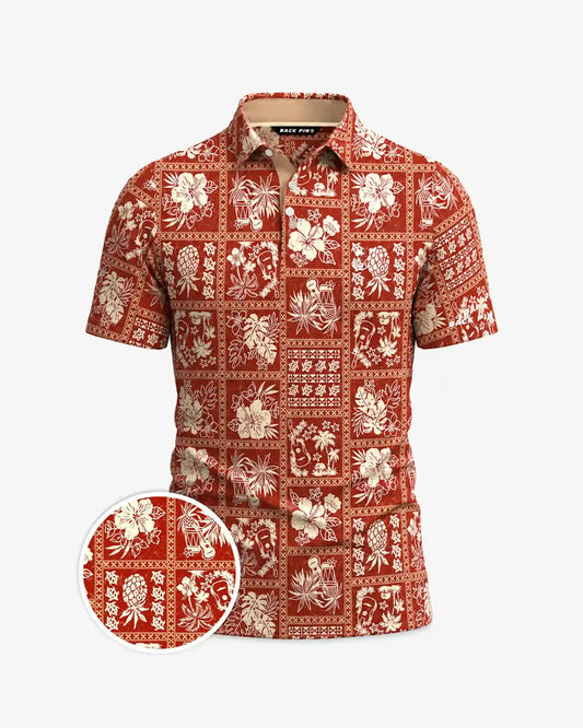 Aloha Patchwork Polo-Back Pin Golf