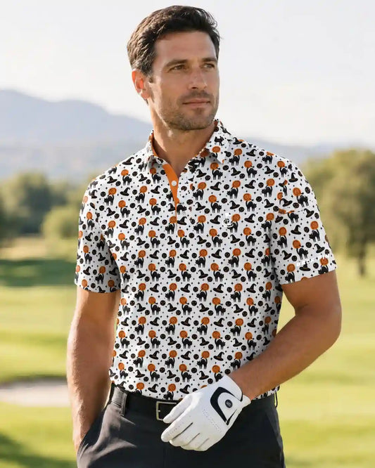 Black Cat Pumpkin Polo