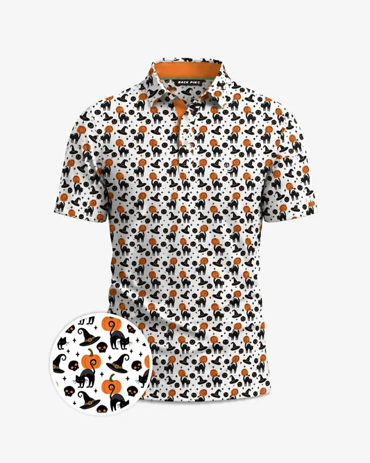 Black Cat Pumpkin Polo