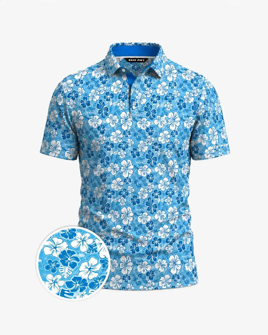 BlueHibiscusWavePolo