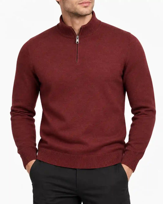 Burgundy Half-Zip Golf Sweater