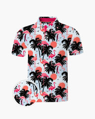 Coastal Flamingo Sunset Polo