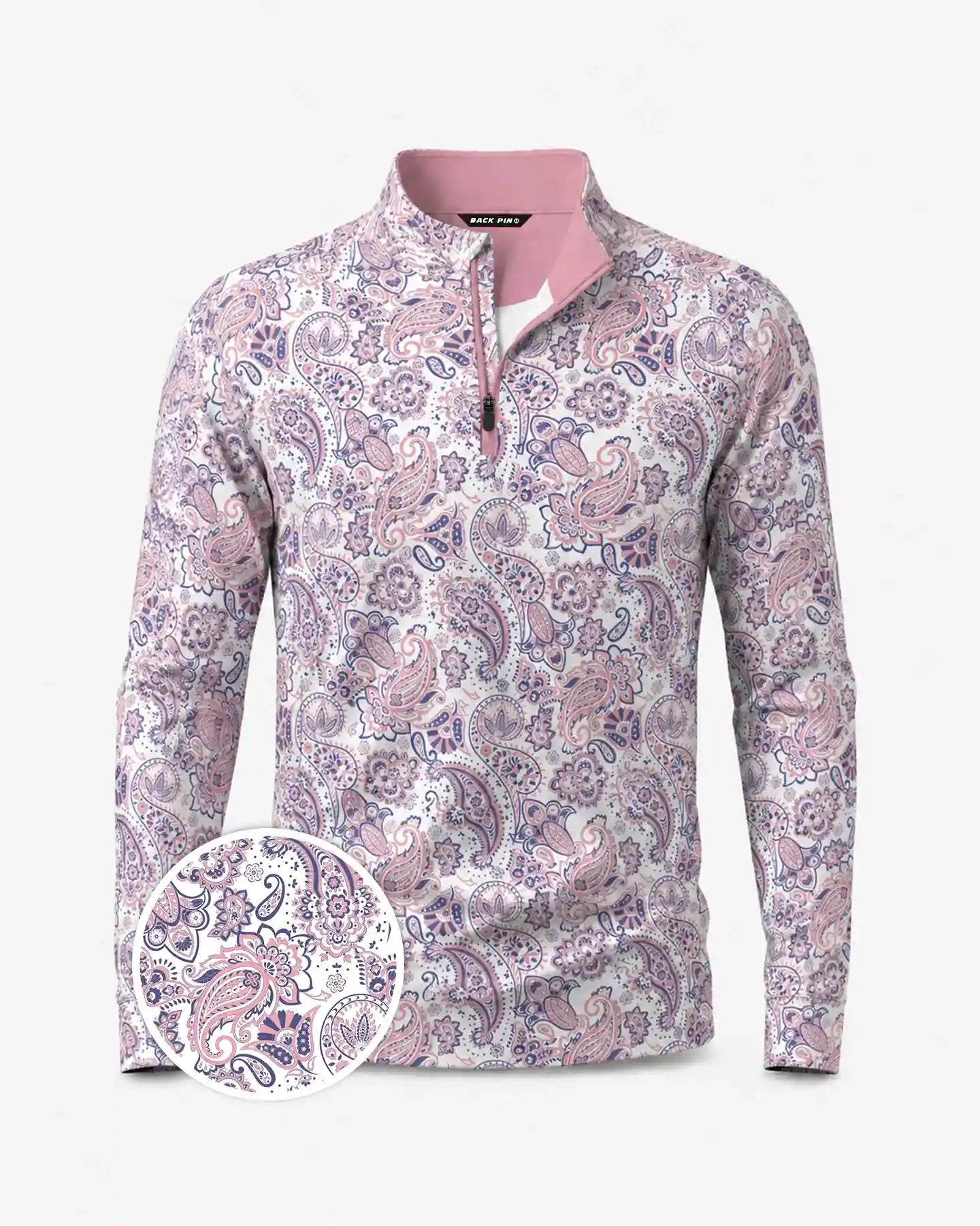 Coral Paisley Golf Quarter Zip - Back Pin Golf