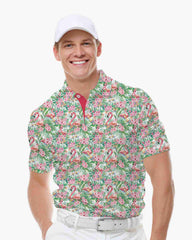 Flamingo Hibiscus Polo