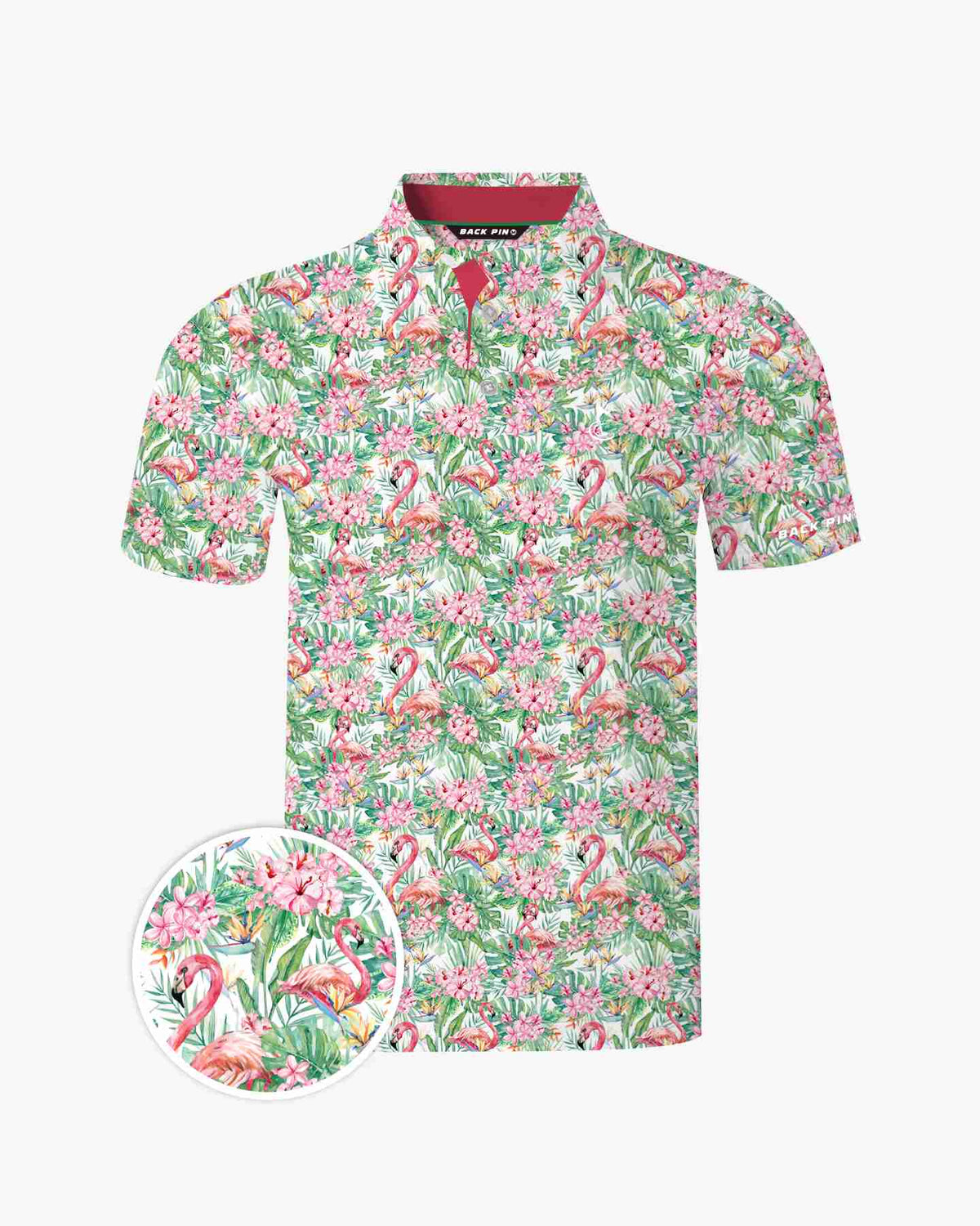 Flamingo Hibiscus Polo