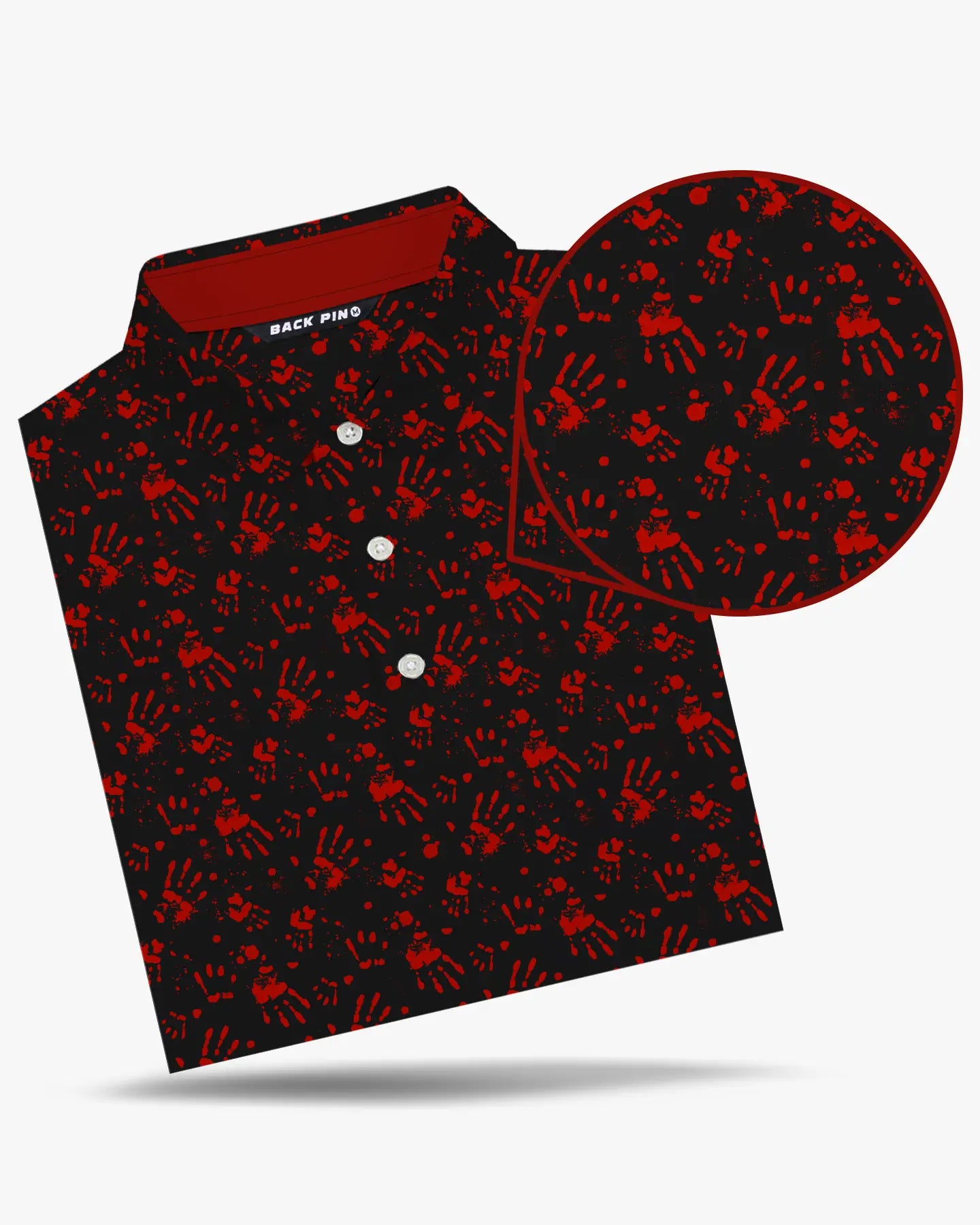 Halloween Bloodstain Handprint Polo Shirts - Back Pin Golf