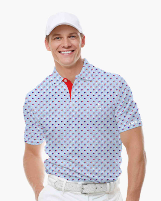 Light Blue Flag Star Polo