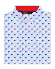 Light Blue Flag Star Polo
