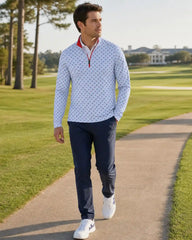 Light Blue Flag Star Quarter Zip
