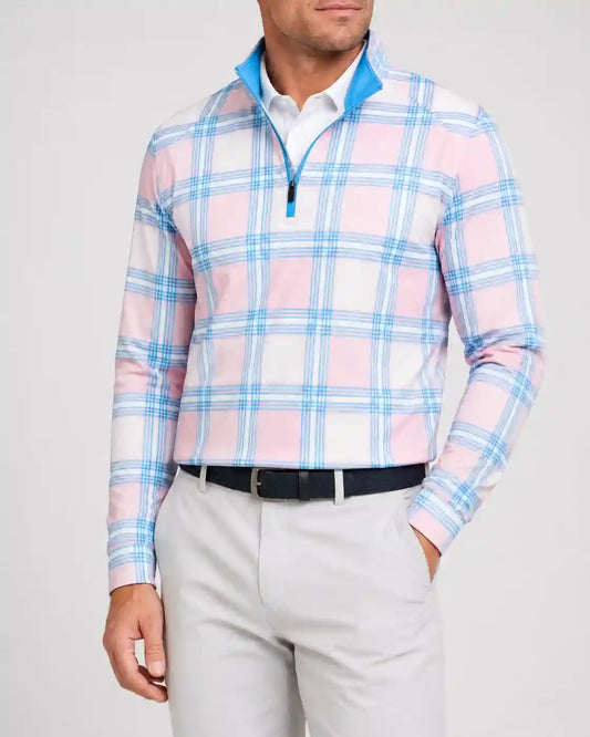 Lightweight Plaid Quarter Zip