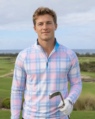 Lightweight Plaid Quarter Zip