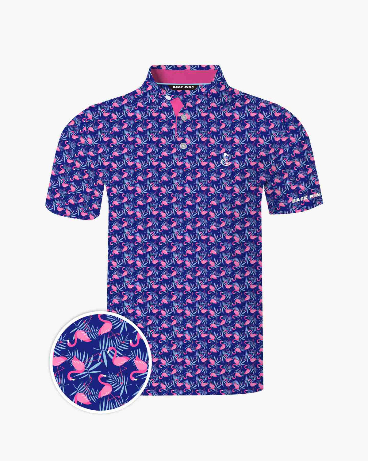 Midnight Palm Flamingo Polo