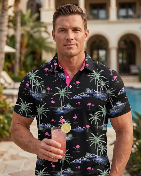 Midnight Island Flamingo Polo