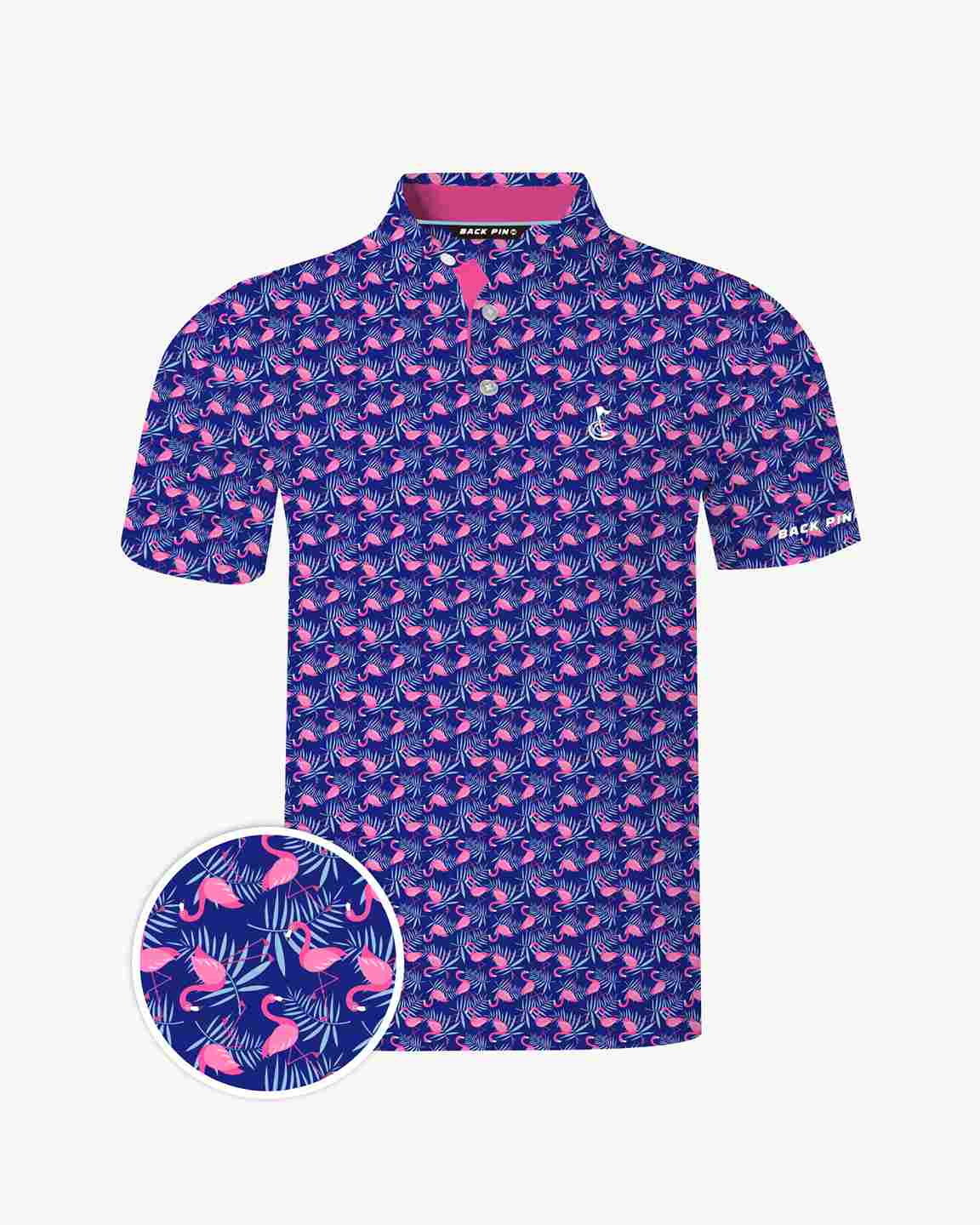 Midnight Palm Flamingo Polo