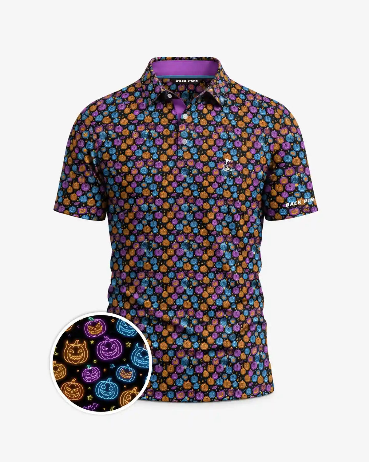 Neon Pumpkin Face Polo
