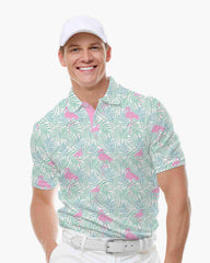 Pastel Flamingo Palm Polo