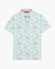 Pastel Flamingo Palm Polo