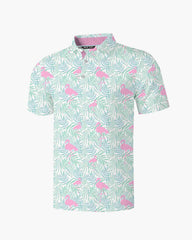 Pastel Flamingo Palm Polo