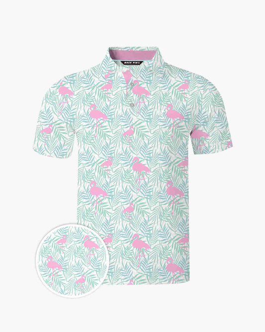 Pastel Flamingo Palm Polo