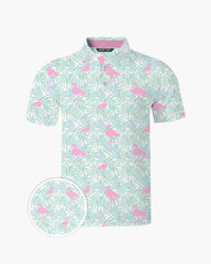 Pastel Flamingo Palm Polo