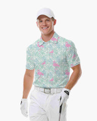 Pastel Flamingo Palm Polo