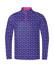 Pink Flamingo Quarter Zip-Back Pin Golf