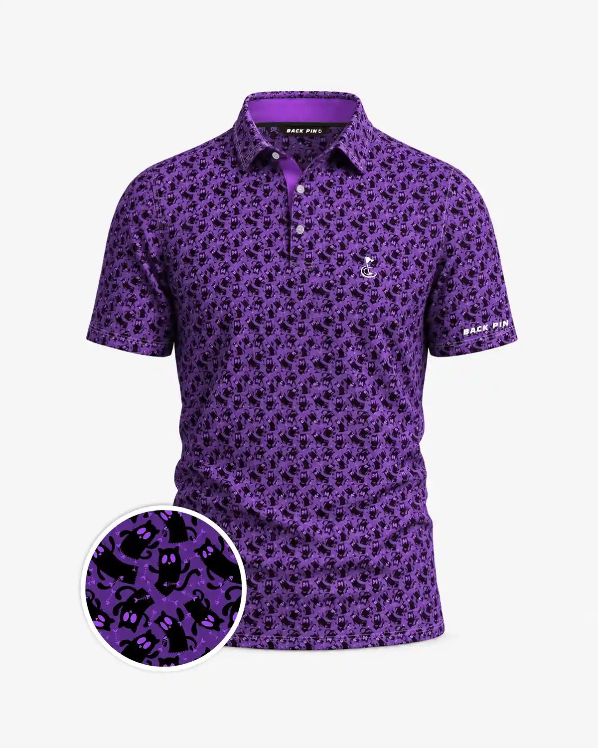 Purple Creepy Cat Polo