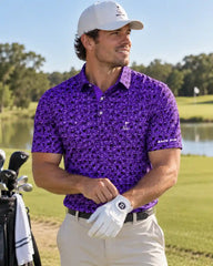 Purple Creepy Cat Polo