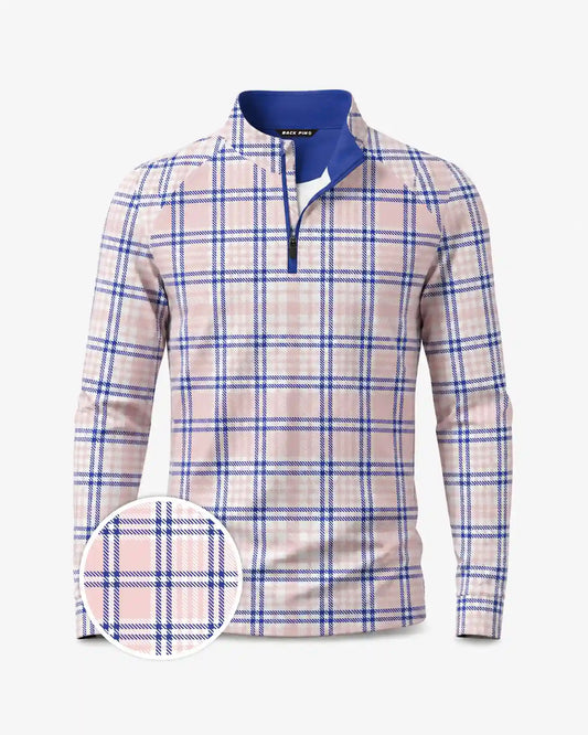 Quiet Luxury Pink Plaid Quarter Zip