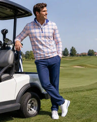 Quiet Luxury Pink Plaid Quarter Zip