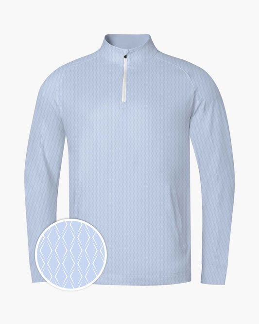 Tonal Print Knit Quarter Zip