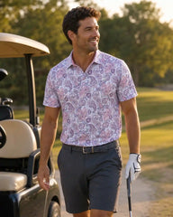 Coral Paisley Golf Polo
