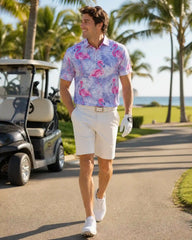 Lavender Tropic Flamingo Polo